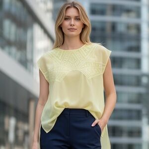 Very J Yellow Embroidered Tunic Top